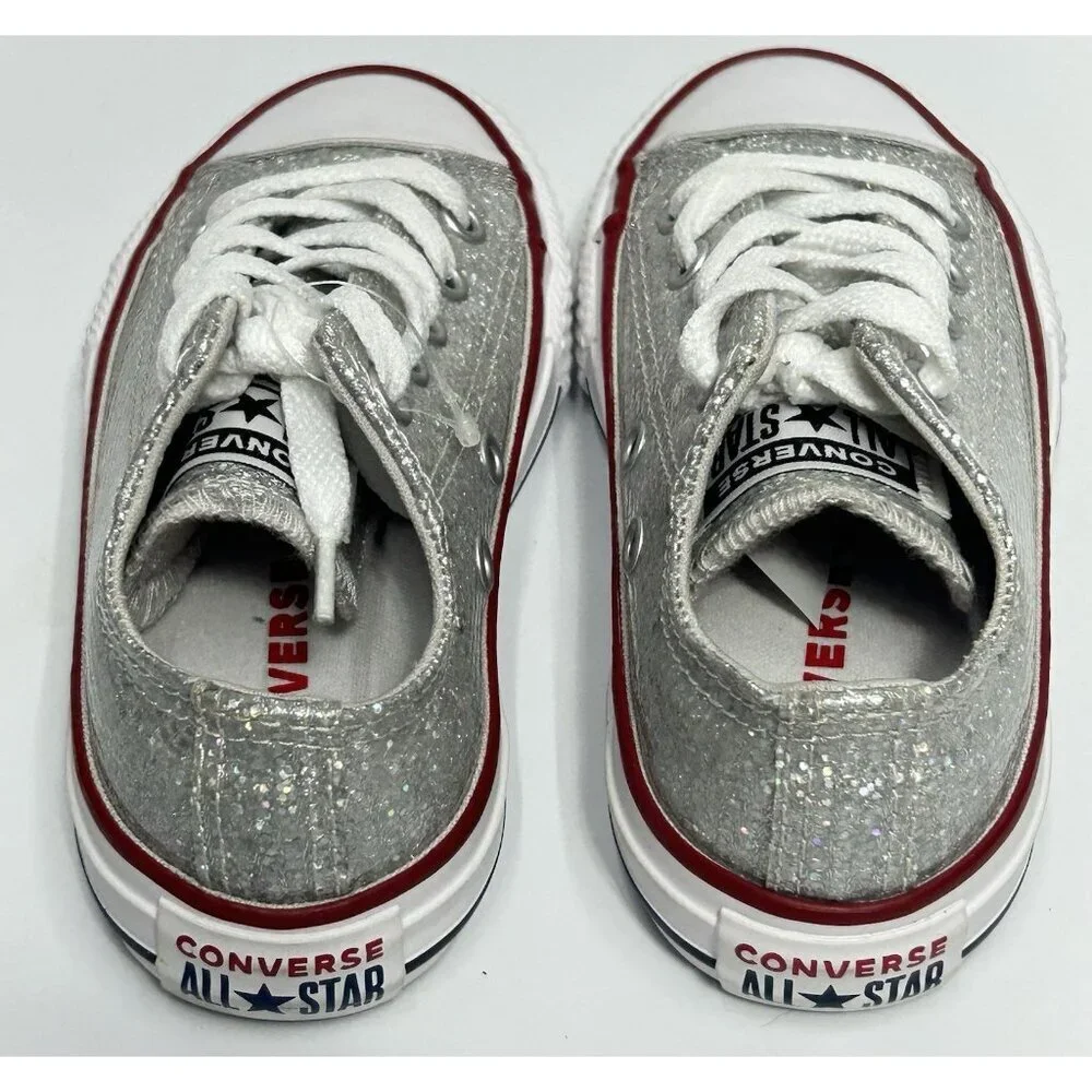 NEW Converse Chuck Taylor All Star Low Top Sparkle Silver Glitter Size Junior 11